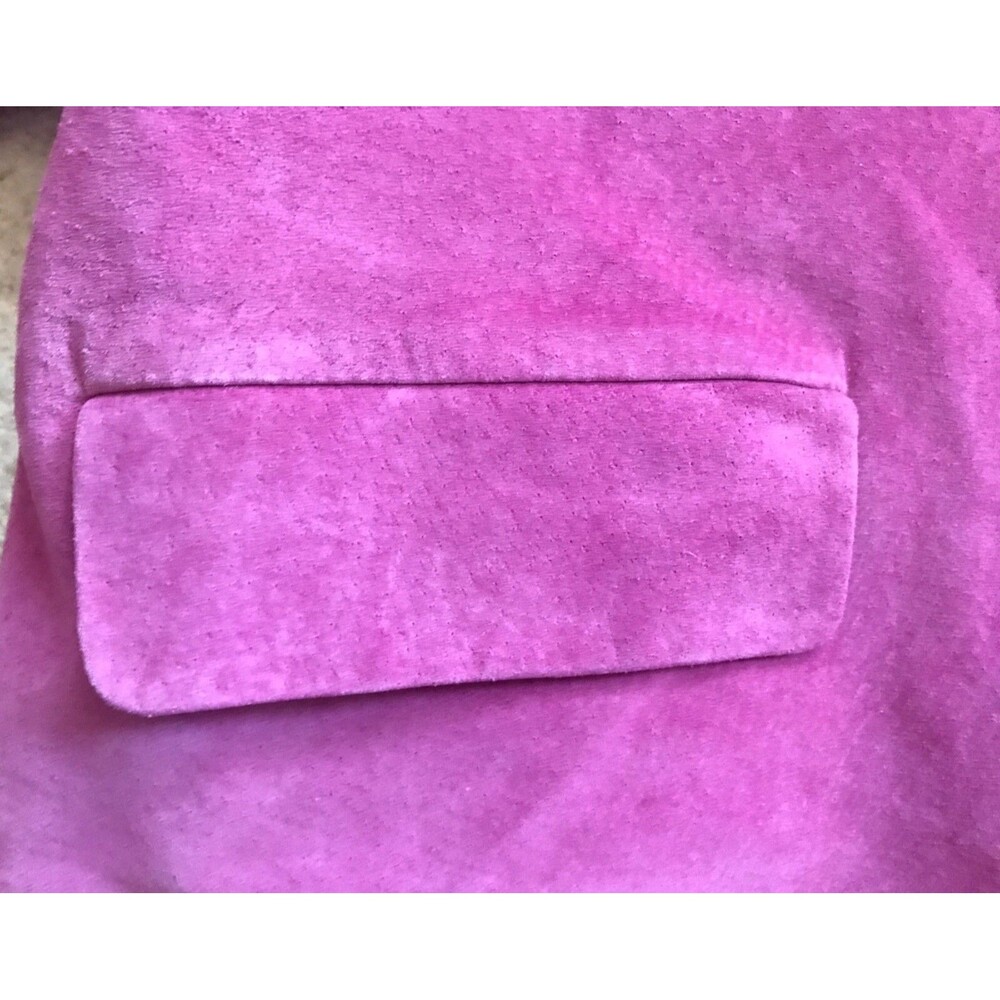 JONES New York Fuchsia Pink Suede Leather Blazer Jacket Button Front VINTAGE NWT - Picture 11 of 14